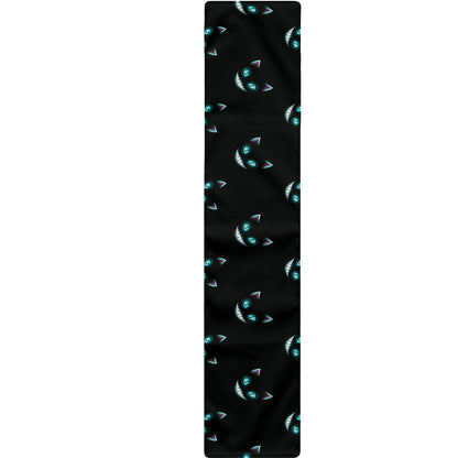 Black Cheshire Cat Pattern Print Table Runner