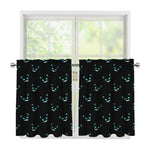 Black Cheshire Cat Pattern Print Tier Curtains