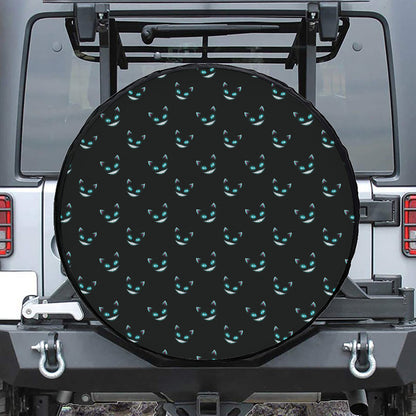 Black Cheshire Cat Pattern Print Tire Cover