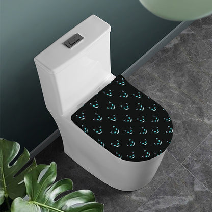 Black Cheshire Cat Pattern Print Toilet Lid Cover