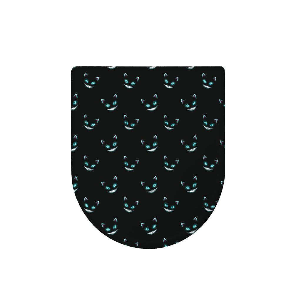Black Cheshire Cat Pattern Print Toilet Lid Cover