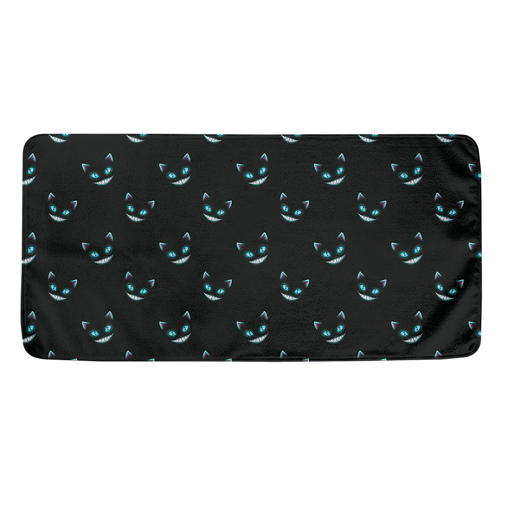 Black Cheshire Cat Pattern Print Towel