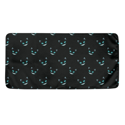 Black Cheshire Cat Pattern Print Towel