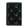 Black Cheshire Cat Pattern Print Trifold Wallet