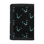 Black Cheshire Cat Pattern Print Trifold Wallet