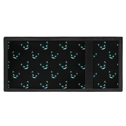 Black Cheshire Cat Pattern Print Trifold Wallet