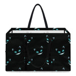 Black Cheshire Cat Pattern Print Utility Tote Bag