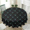 Black Cheshire Cat Pattern Print Waterproof Round Tablecloth