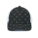 Black Cheshire Cat Pattern Print White Mesh Trucker Cap