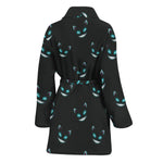 Black Cheshire Cat Pattern Print Women's Bathrobe