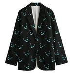 Black Cheshire Cat Pattern Print Women's Blazer