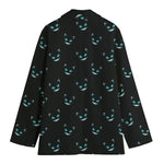 Black Cheshire Cat Pattern Print Women's Blazer