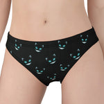 Black Cheshire Cat Pattern Print Women's Panties