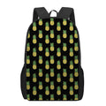 Black Cute Pineapple Pattern Print 17 Inch Backpack