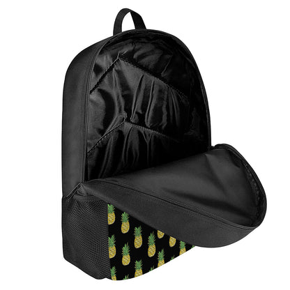 Black Cute Pineapple Pattern Print 17 Inch Backpack