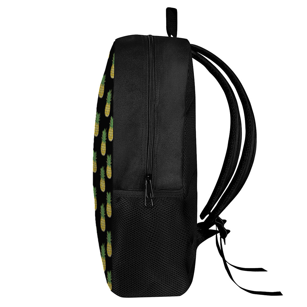 Black Cute Pineapple Pattern Print 17 Inch Backpack