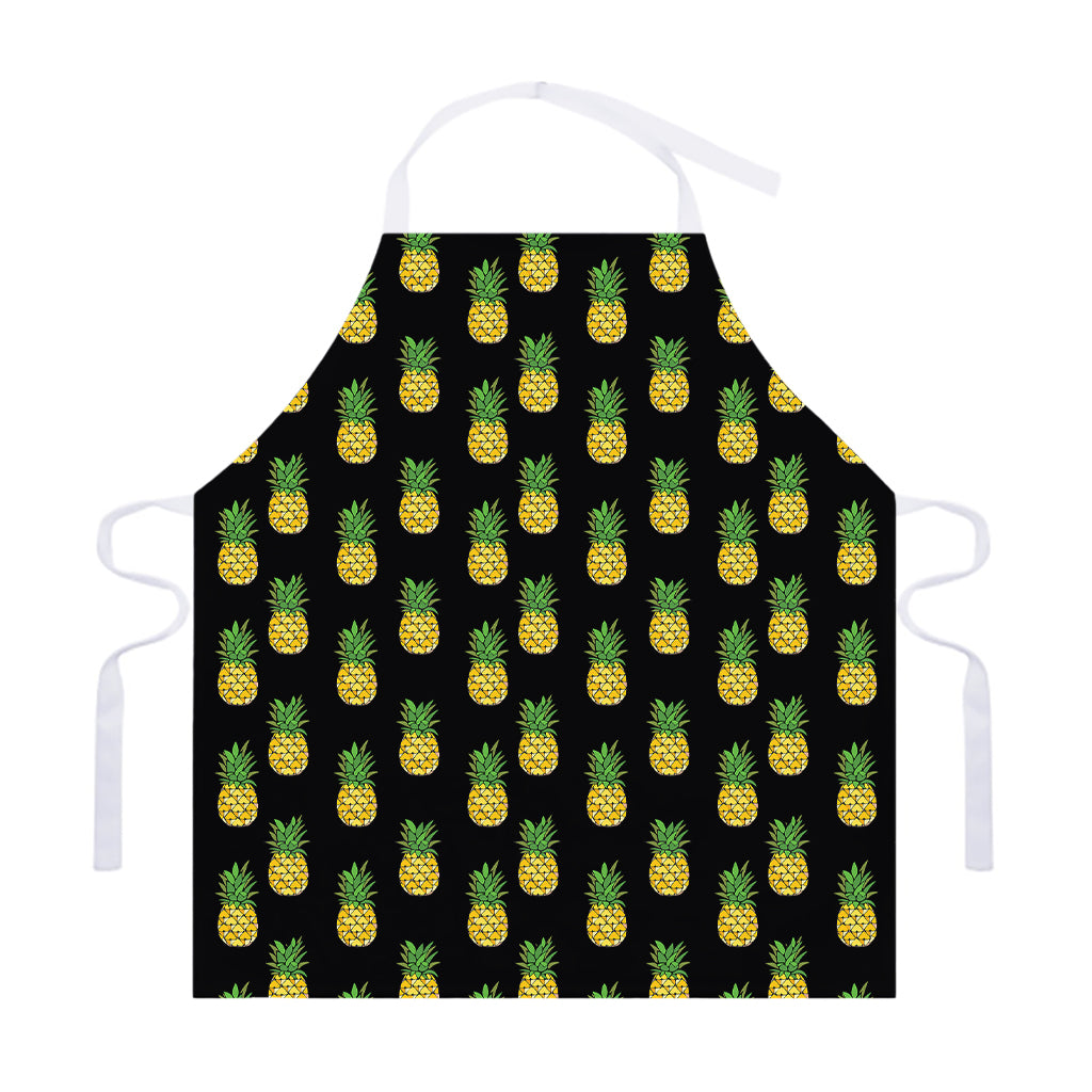 Black Cute Pineapple Pattern Print Adjustable Apron