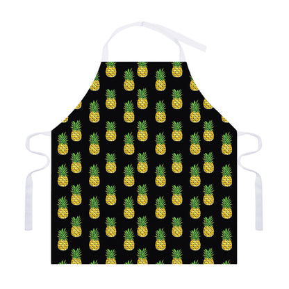 Black Cute Pineapple Pattern Print Adjustable Apron