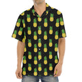 Black Cute Pineapple Pattern Print Aloha Shirt