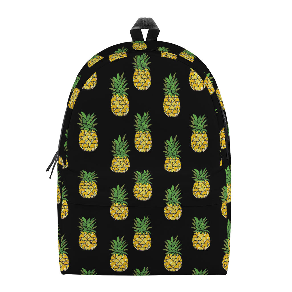 Black Cute Pineapple Pattern Print Backpack