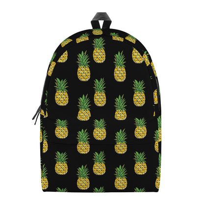 Black Cute Pineapple Pattern Print Backpack