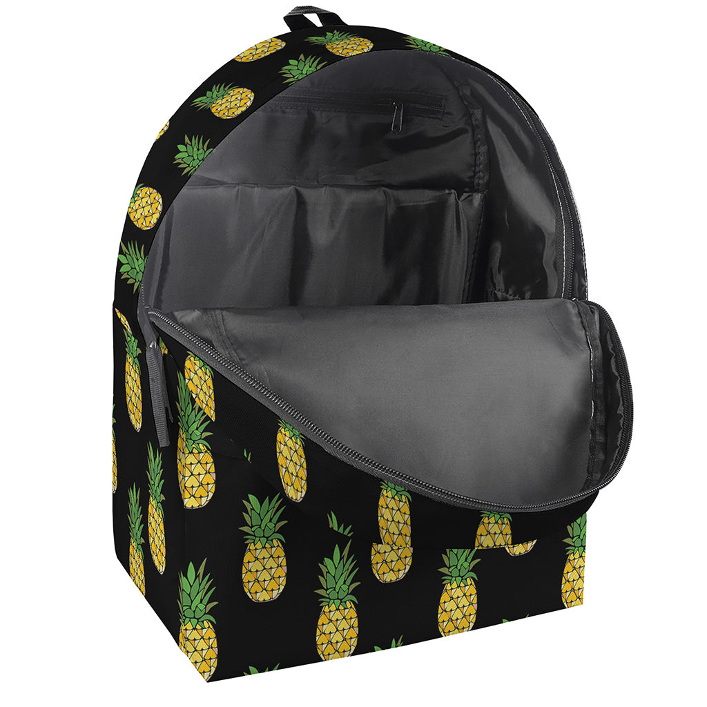 Black Cute Pineapple Pattern Print Backpack