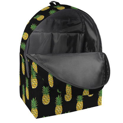 Black Cute Pineapple Pattern Print Backpack
