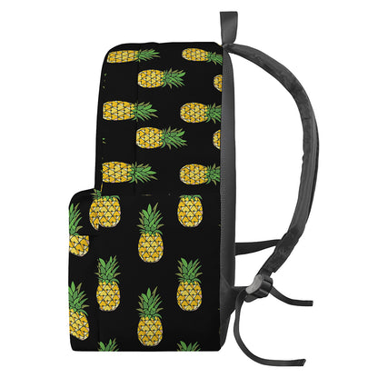 Black Cute Pineapple Pattern Print Backpack