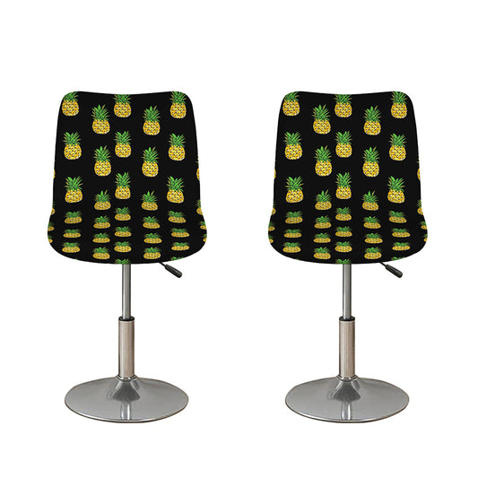 Black Cute Pineapple Pattern Print Bar Stool Covers