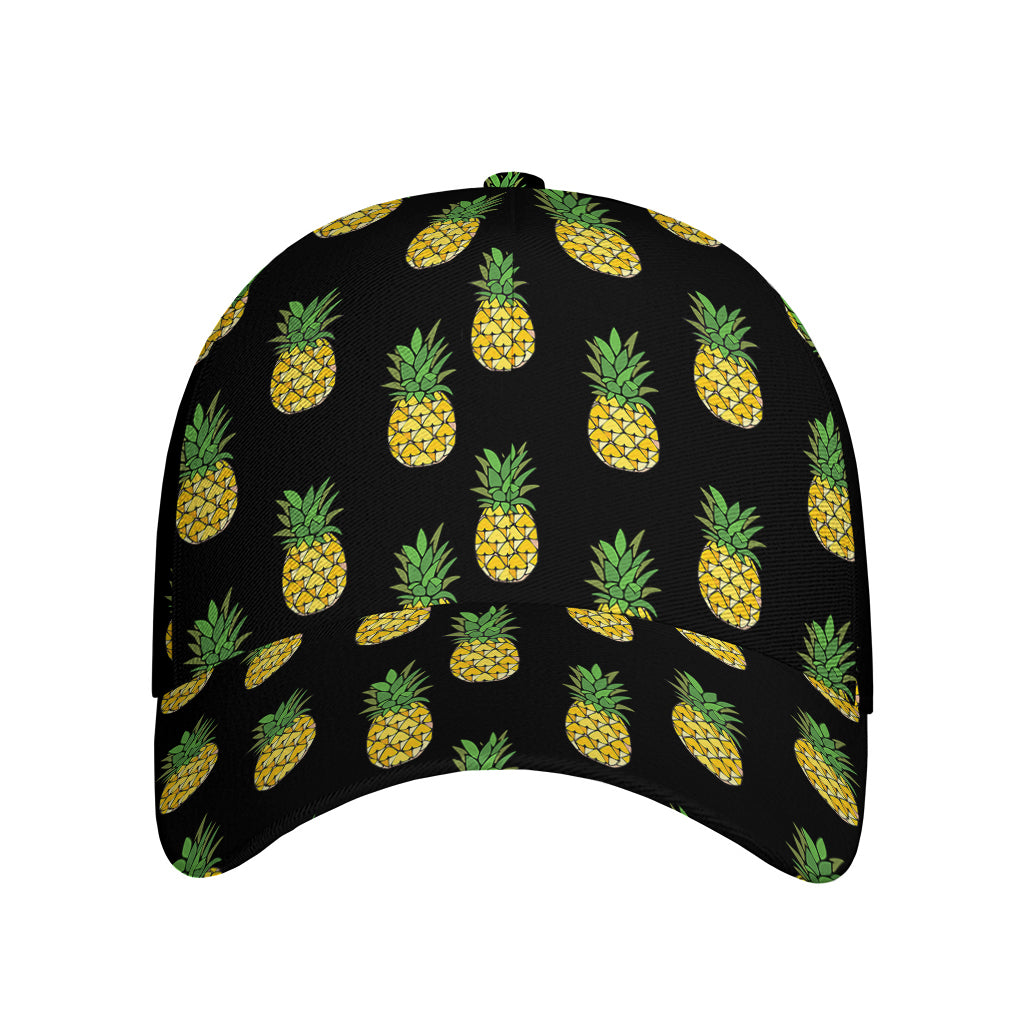 Black Cute Pineapple Pattern Print Baseball Cap