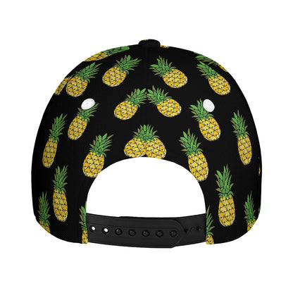 Black Cute Pineapple Pattern Print Baseball Cap