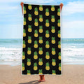 Black Cute Pineapple Pattern Print Beach Towel