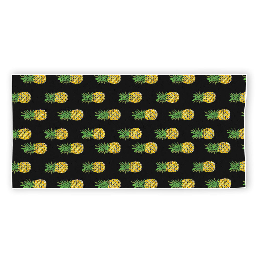 Black Cute Pineapple Pattern Print Beach Towel