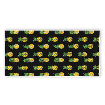 Black Cute Pineapple Pattern Print Beach Towel