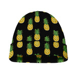 Black Cute Pineapple Pattern Print Beanie