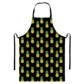 Black Cute Pineapple Pattern Print Bib Apron With Pocket