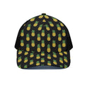 Black Cute Pineapple Pattern Print Black Mesh Trucker Hat