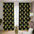 Black Cute Pineapple Pattern Print Dimout Pencil Pleat Curtains