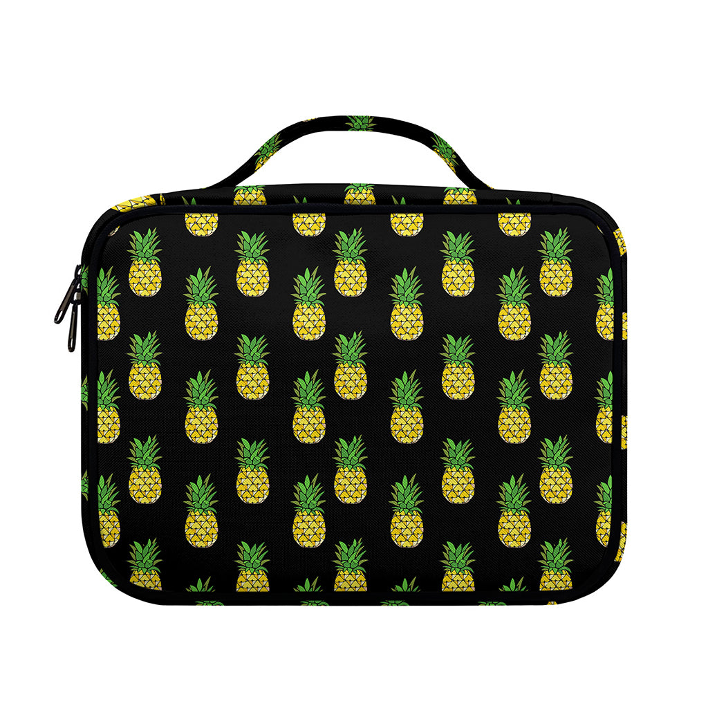 Black Cute Pineapple Pattern Print Briefcase Bible Bag