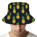 Black Cute Pineapple Pattern Print Bucket Hat