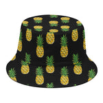 Black Cute Pineapple Pattern Print Bucket Hat