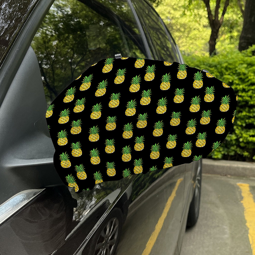 Black Cute Pineapple Pattern Print Car Side Mirror Covers
