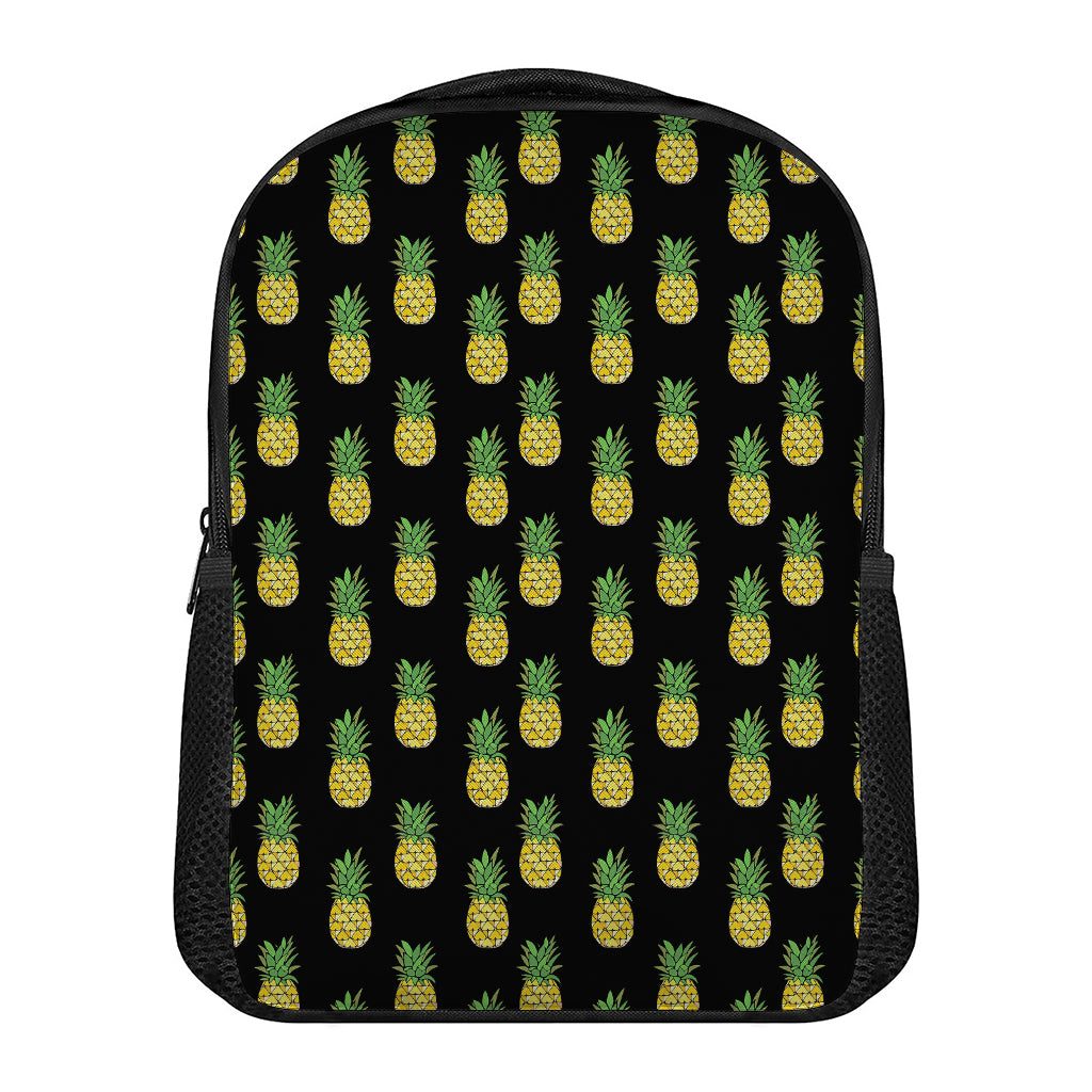 Black Cute Pineapple Pattern Print Casual Backpack