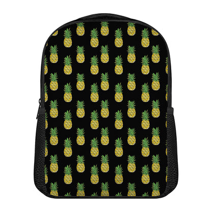 Black Cute Pineapple Pattern Print Casual Backpack