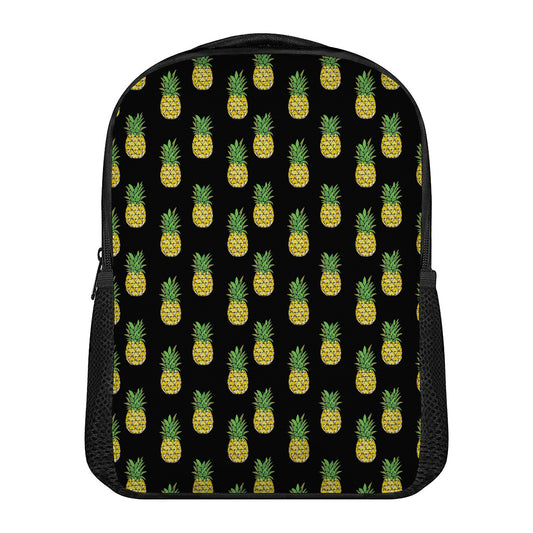 Black Cute Pineapple Pattern Print Casual Backpack
