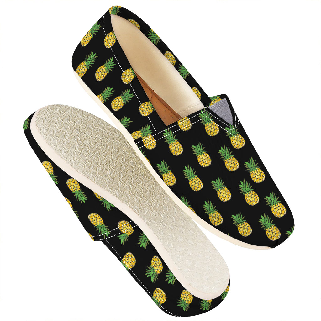 Black Cute Pineapple Pattern Print Casual Shoes