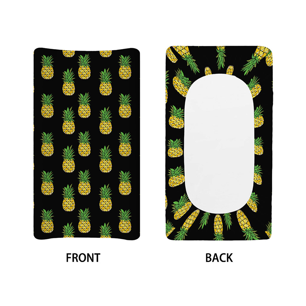 Black Cute Pineapple Pattern Print Changing Pad Cover
