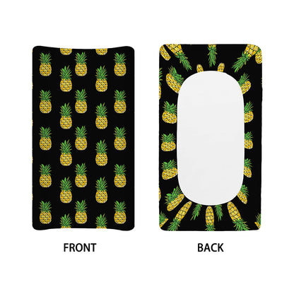 Black Cute Pineapple Pattern Print Changing Pad Cover