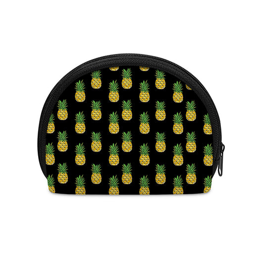 Black Cute Pineapple Pattern Print Coin Purse