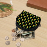 Black Cute Pineapple Pattern Print Coin Purse
